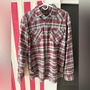 Howler Brothers Red and Gray Plaid Shirt